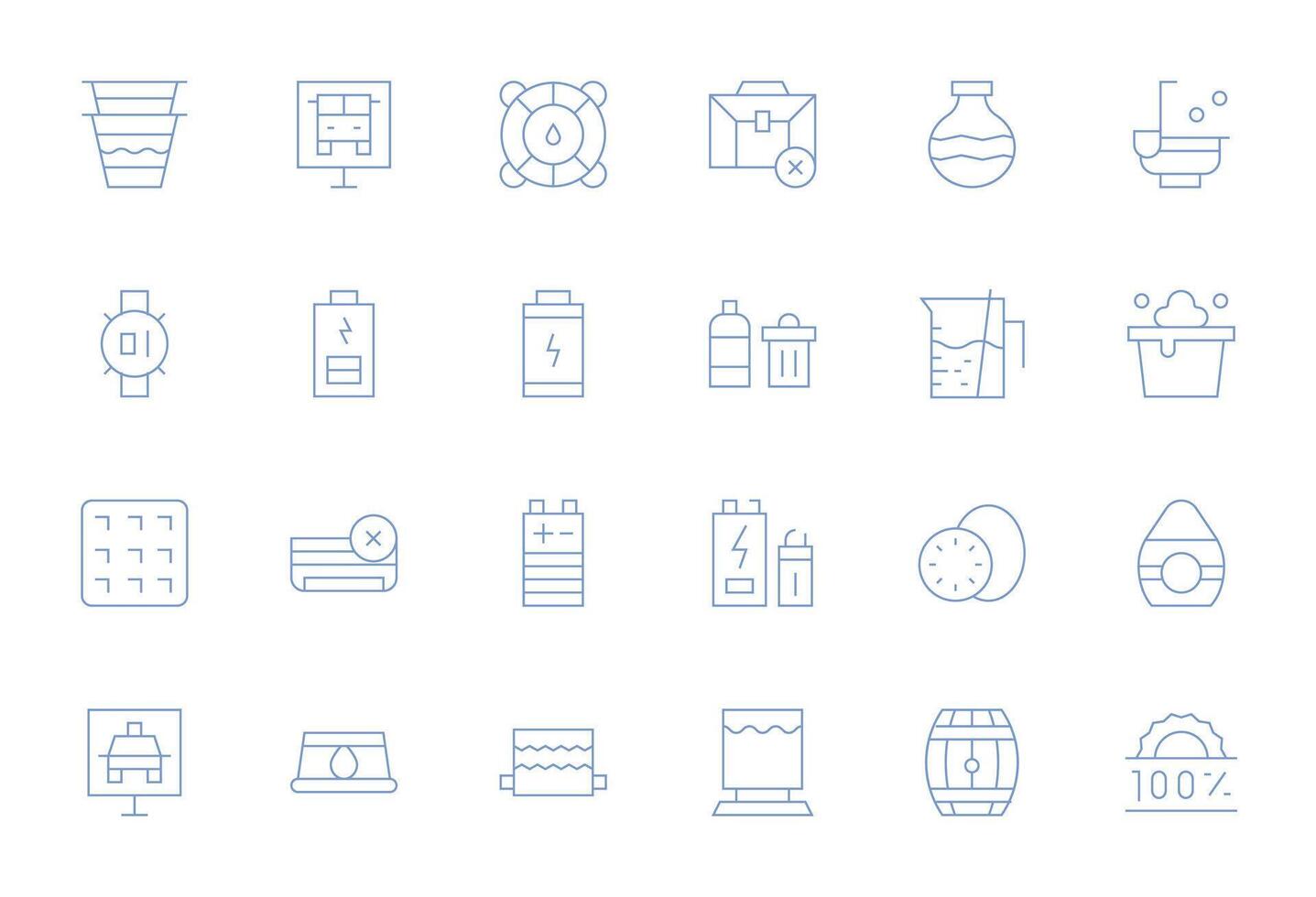 Full Scalable Set featuring 24 Grid Fitted Thin Line 128x128 Icons vector