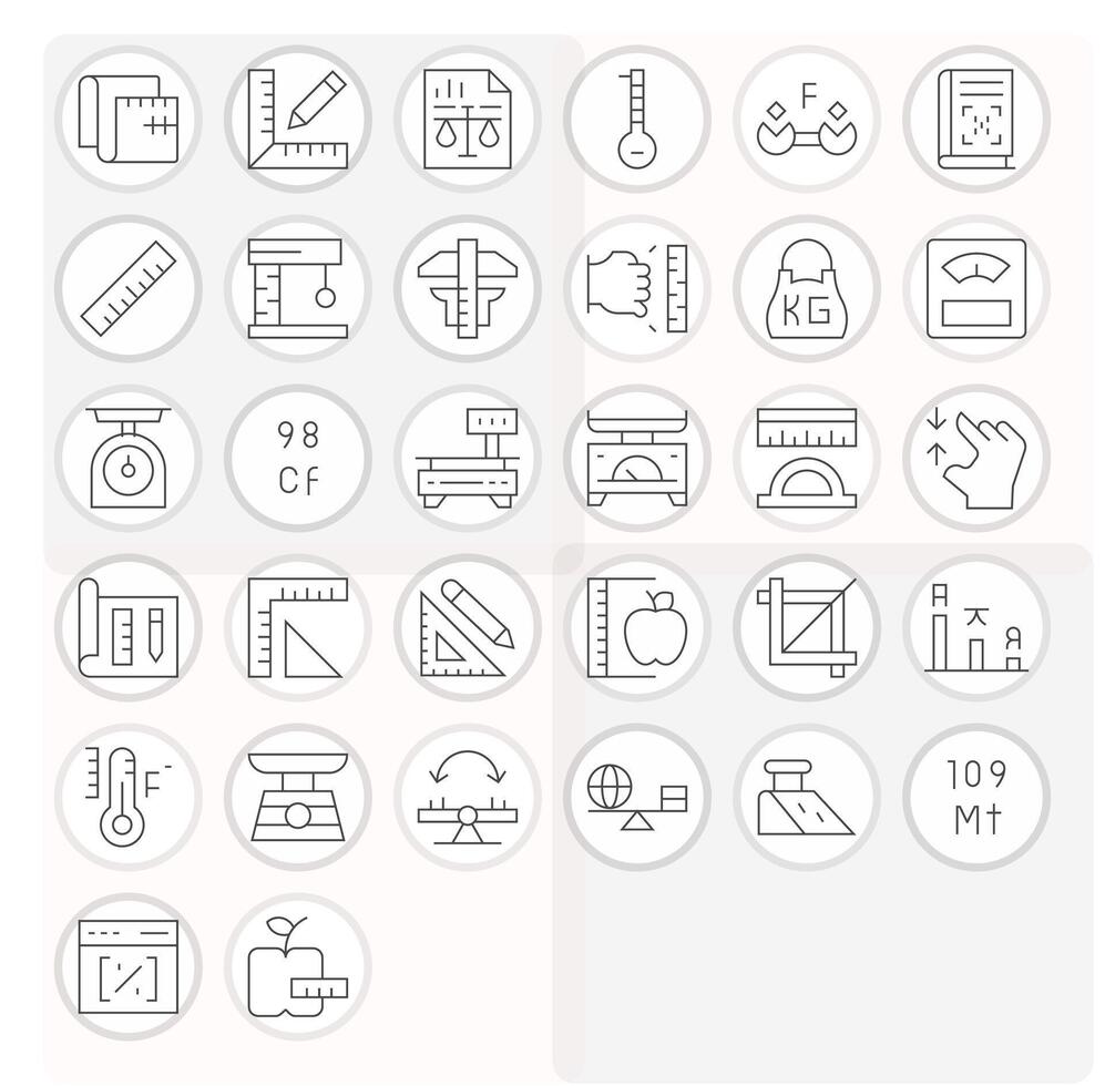 32 High Resolution Icons for Scale in Pixel Aligned Thin Line Format vector