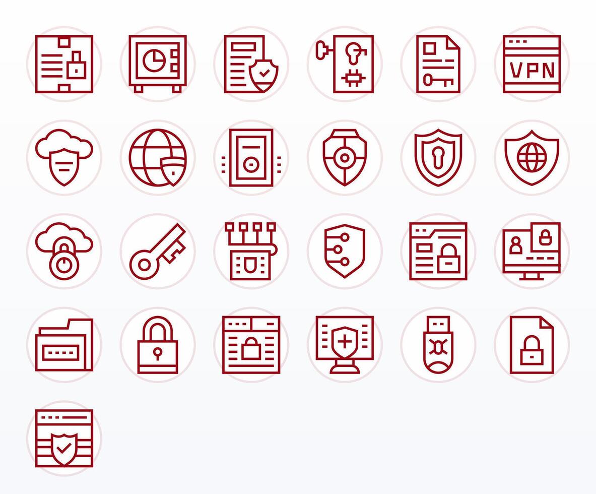 25 Encryption PIXEL Perfect Icons in High Resolution Regular Line Aesthetic vector