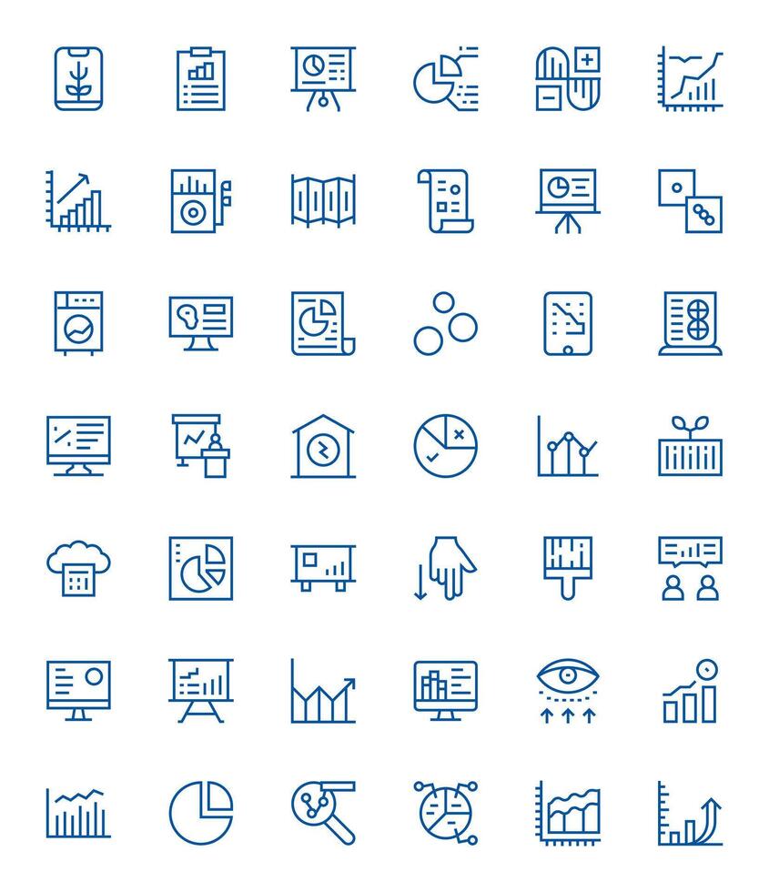 42 regular línea píxel optimizado diseños para Estadísticas alto resolución íconos vector