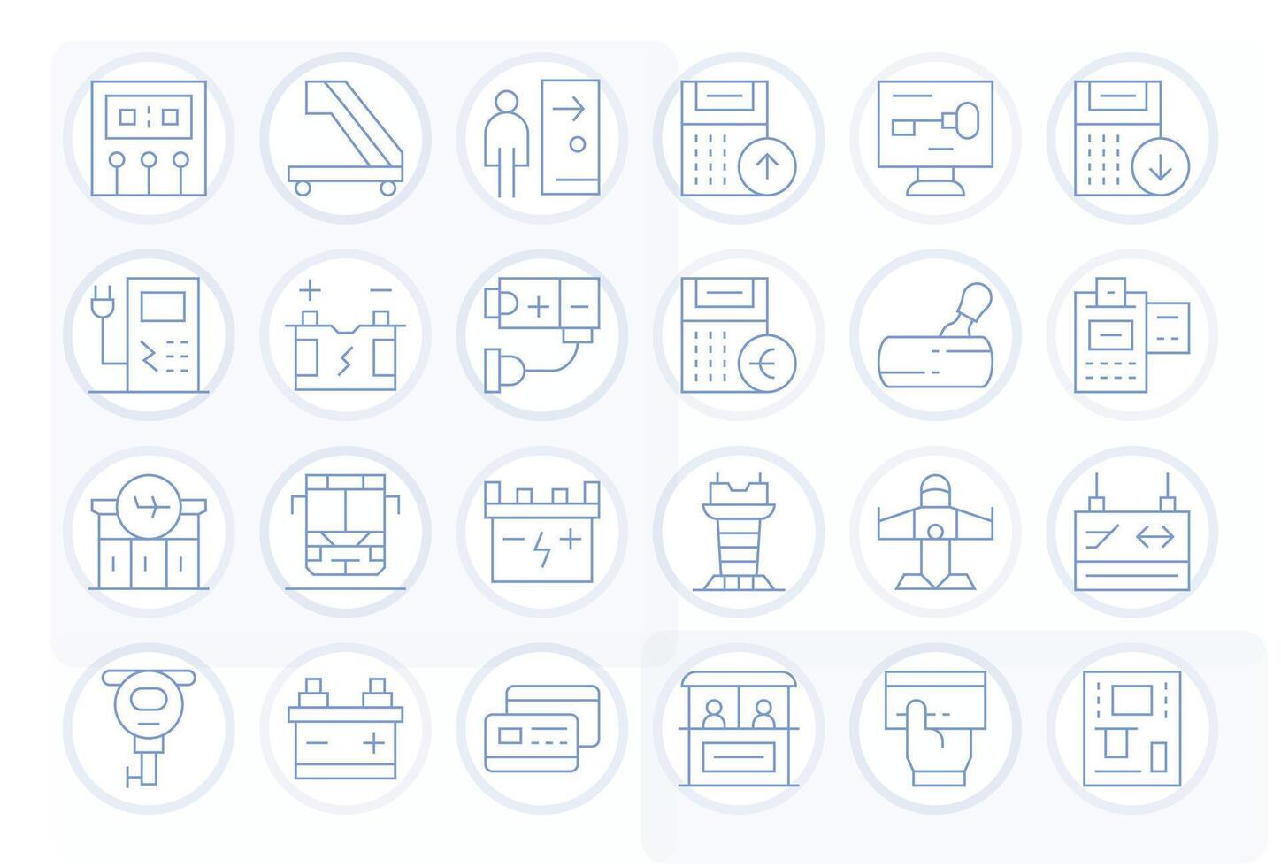 24 Detail Enhanced High Resolution Icons for Terminal in elegant Thin Line design vector
