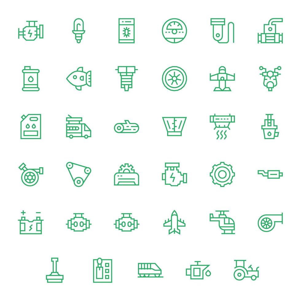 Engine Graphics featuring 35 Regular Line Editable High Resolution Designs vector