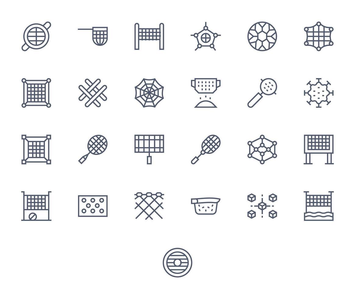 Mesh Digital Pack containing 25 Editable Regular Line High Resolution Icons vector