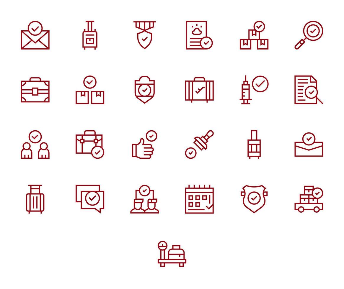 Checked 128x128 Icon Pack with 25 Regular Line Pixel Optimized Elements vector