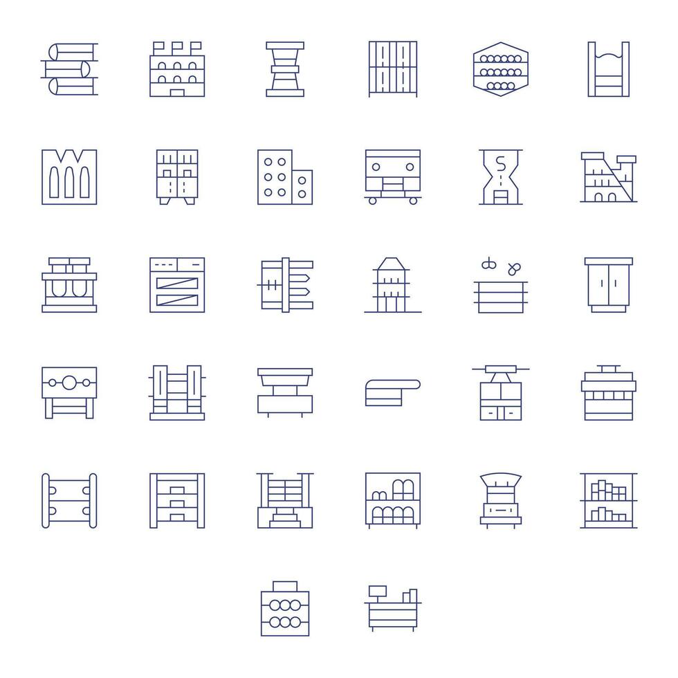 32 Thin Line Icons from Shelving in 128x128 Pixel Optimized Quality vector