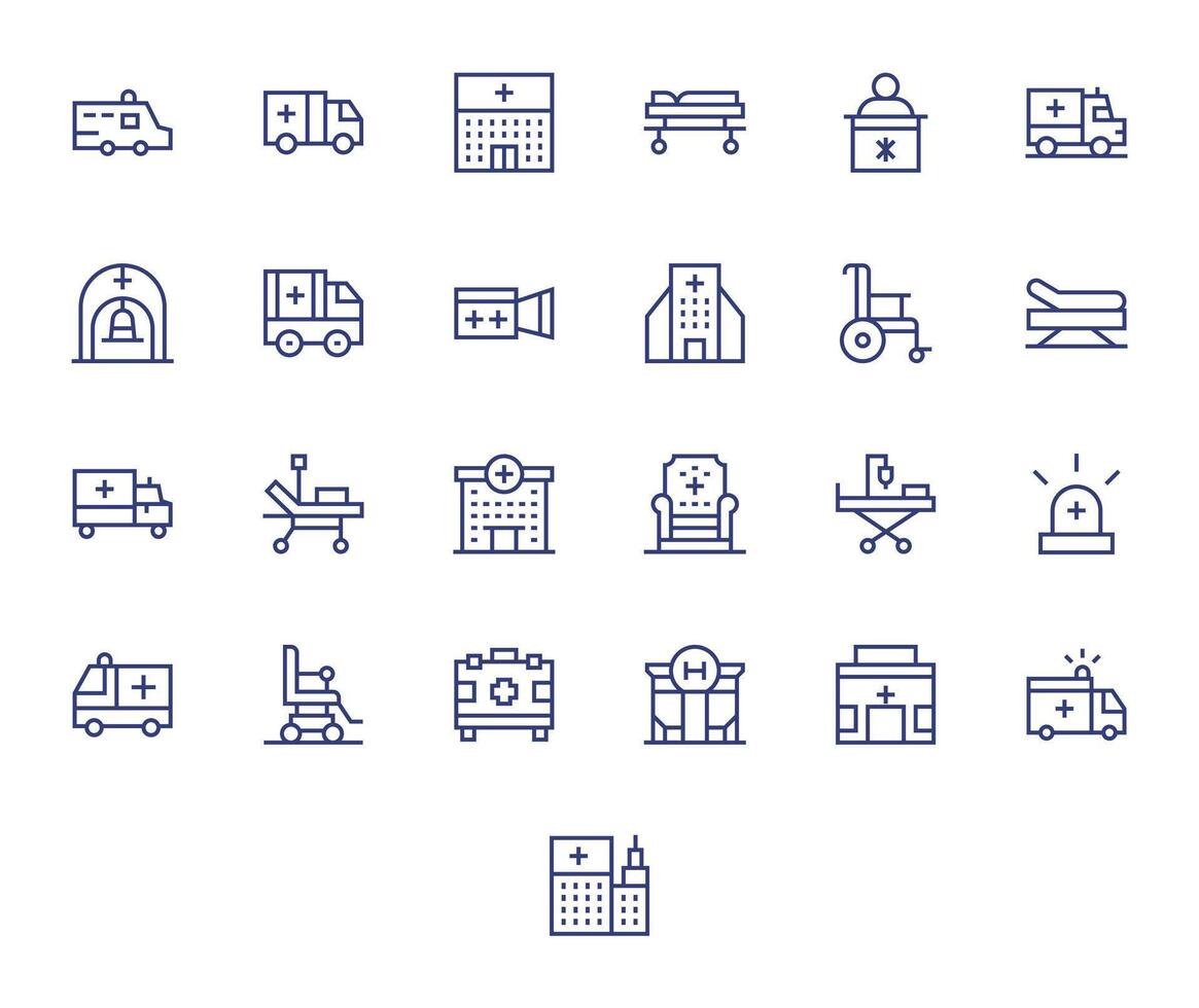 25 Regular Line Display Perfect Icons crafted for Ambulatory High Resolution applications vector