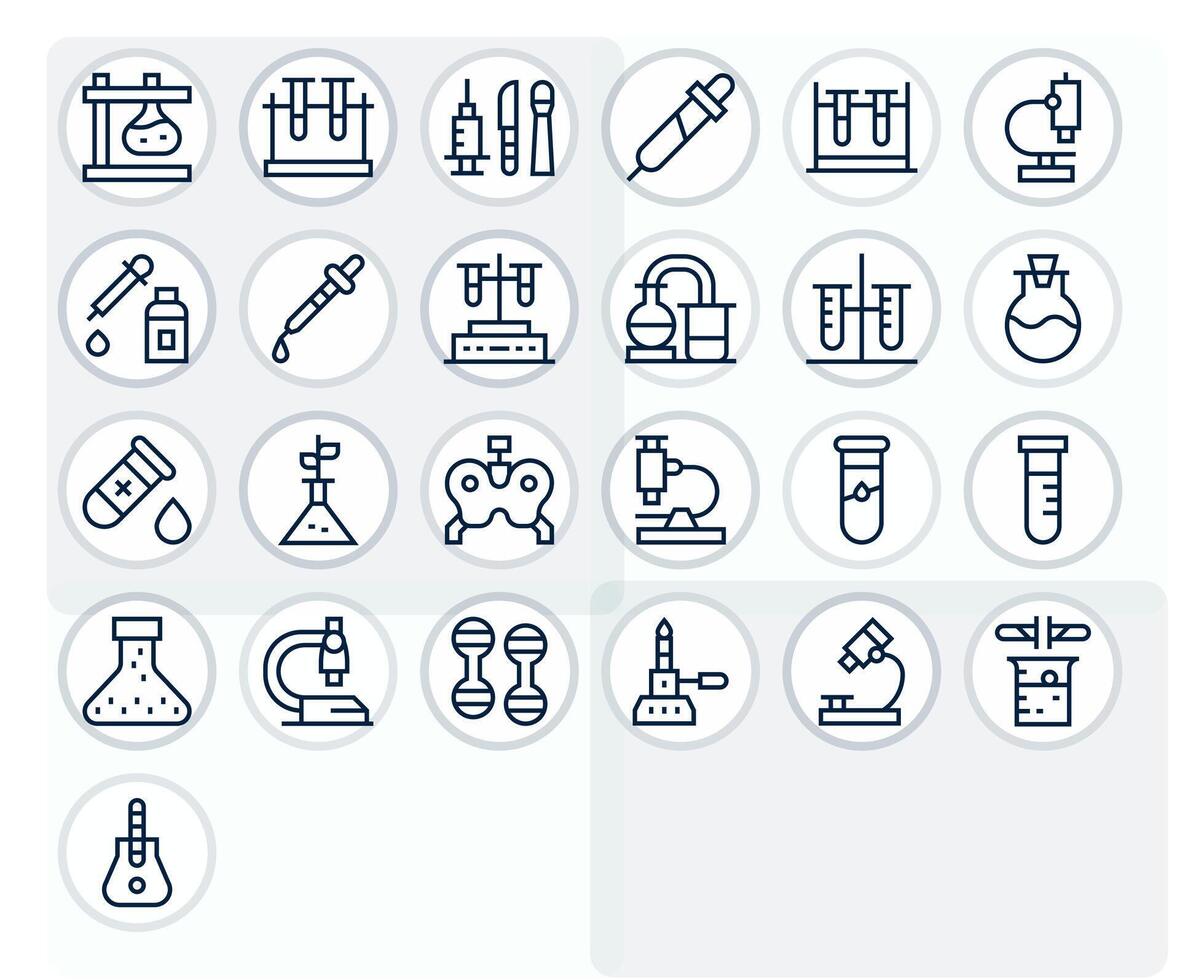 Lab Equipment Icon Toolkit featuring 25 Pixel Aligned 256x256 Regular Line elements vector
