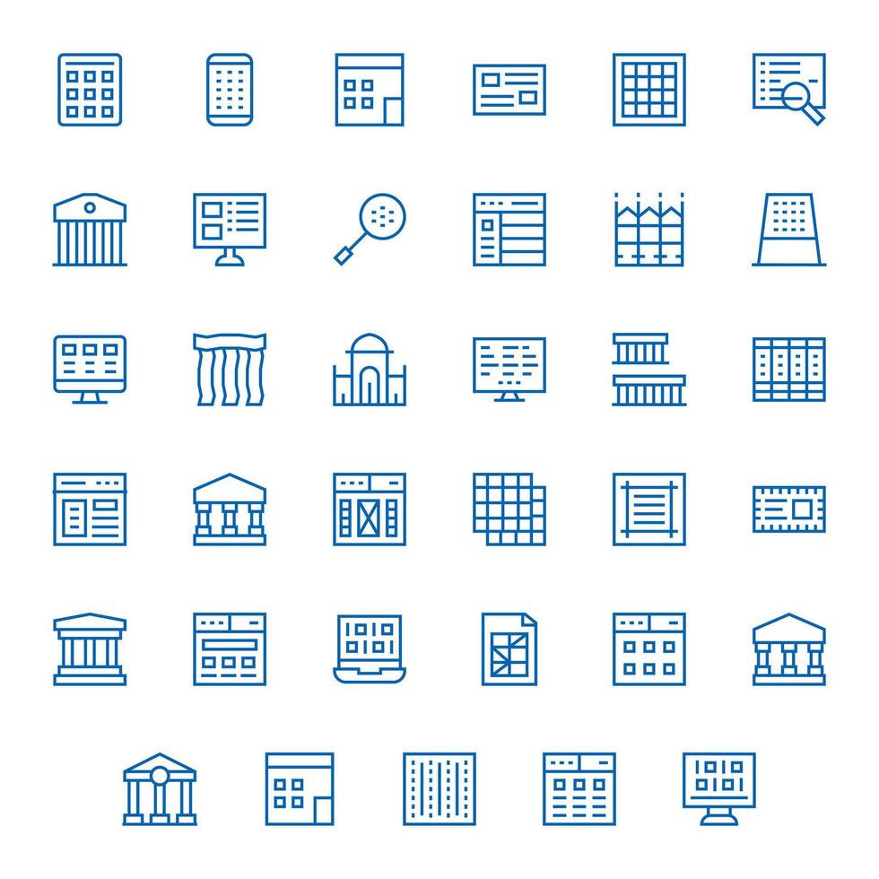 35 regular línea íconos para columnas en crujiente alto resolución píxel optimizado resolución vector