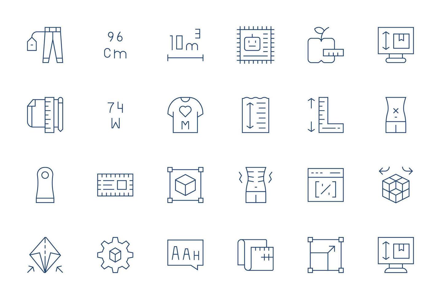 24 Icons for Size optimized in Detail Enhanced High Resolution Thin Line resolution vector
