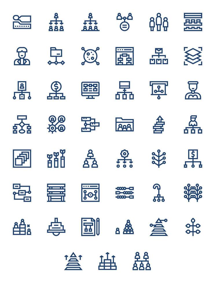 Hierarchy Complete Package with 45 256x256 Bold Line Display Perfect Icons vector