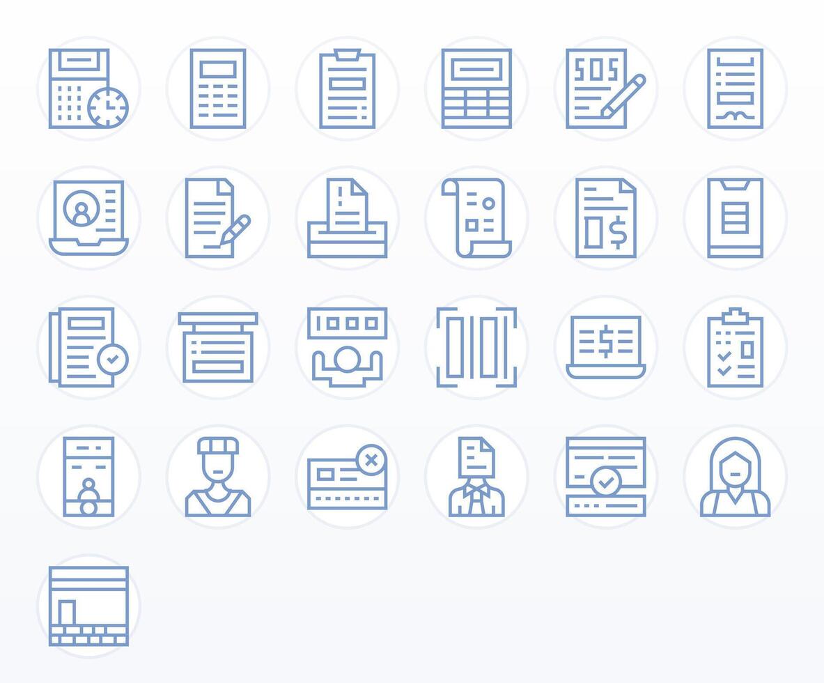 Data Entry Visual Pack containing 25 Regular Line Editable Icons vector