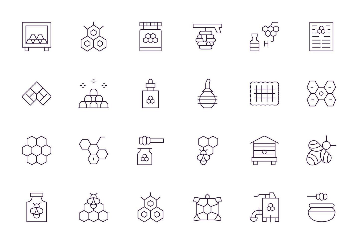 Honeycomb Graphics featuring 24 Thin Line PIXEL Perfect High Resolution Designs vector