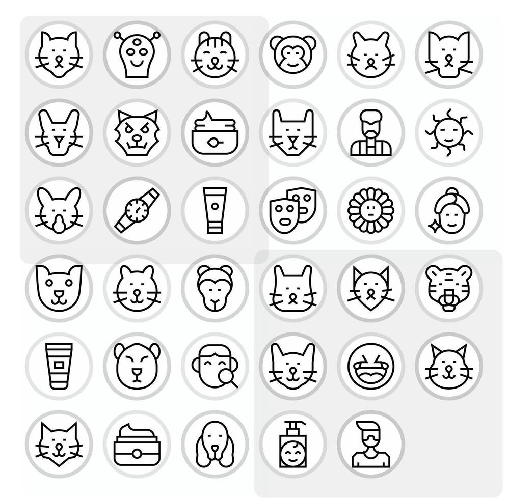 35 128x128 Regular Line Icons optimized for Face Editable display vector