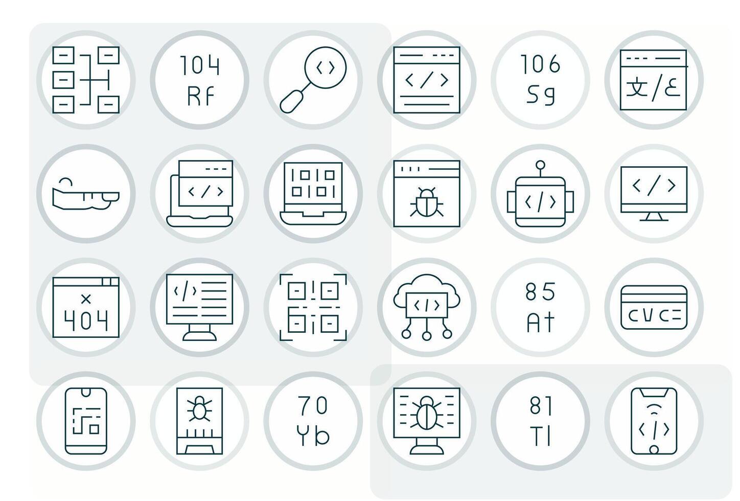 24 Icons for Code optimized in Detail Enhanced High Resolution Thin Line resolution vector