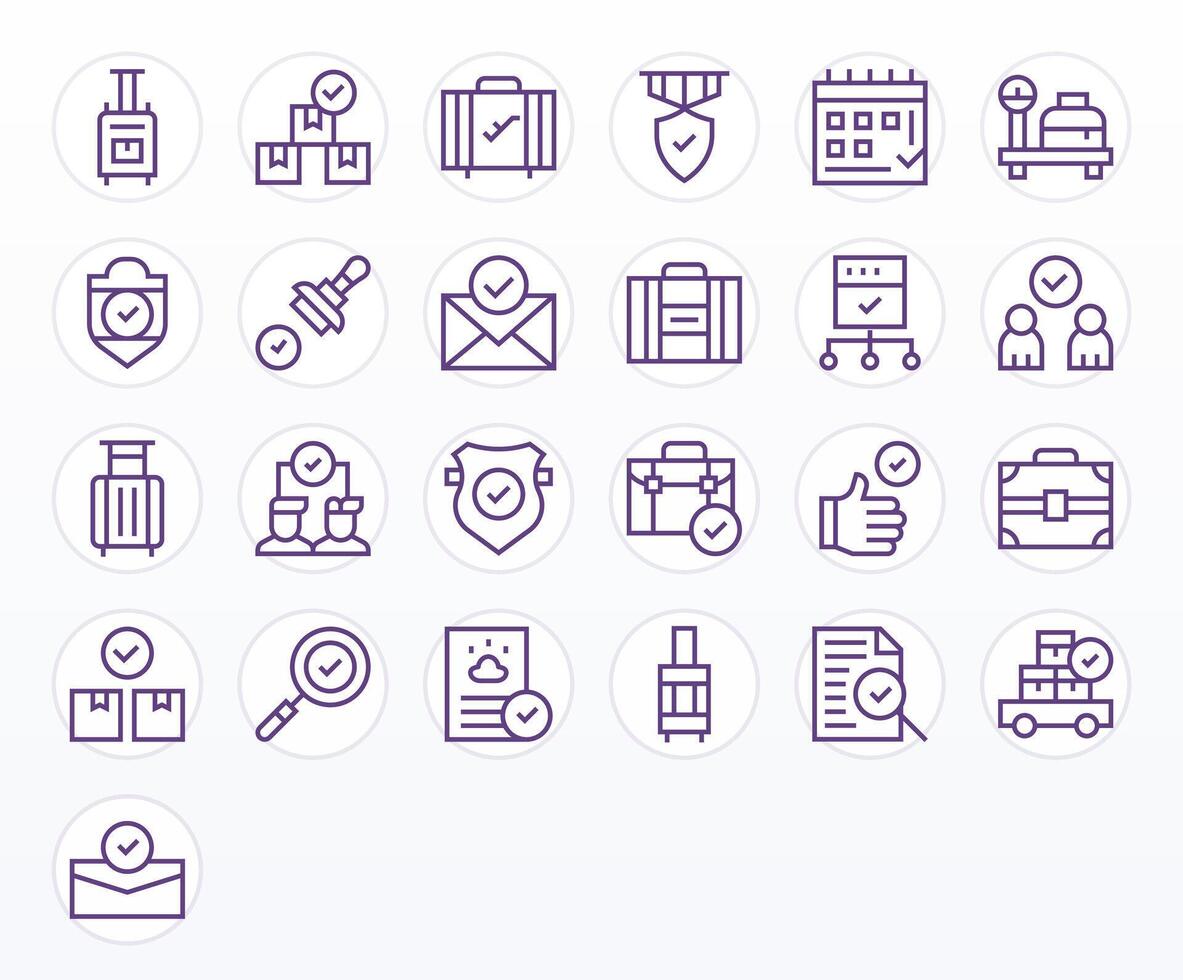 Checked 64x64 Icon Pack with 25 Regular Line PIXEL Perfect Elements vector