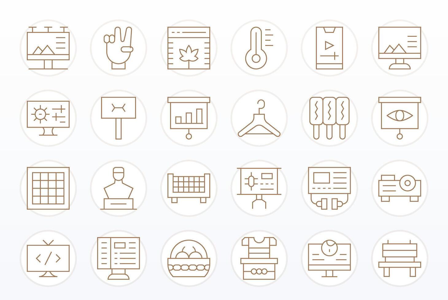 Display Ultimate Package with 24 256x256 Thin Line Pixel Aligned Icons vector