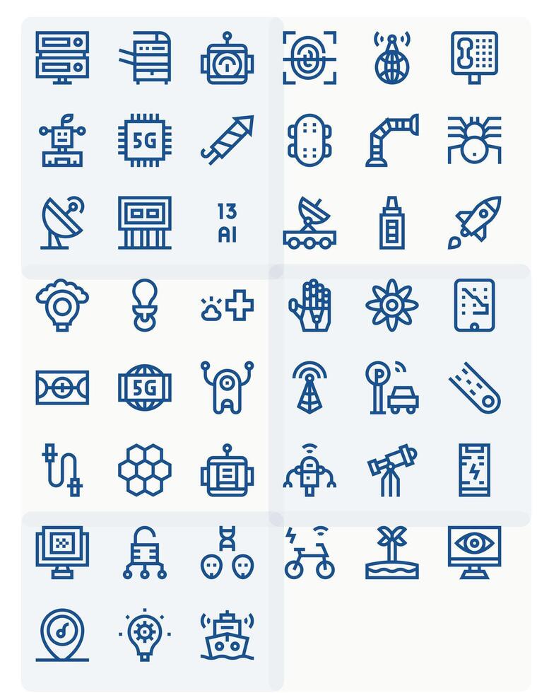 Technology Icon Toolkit featuring 45 Pixel Optimized High Resolution Bold Line elements vector