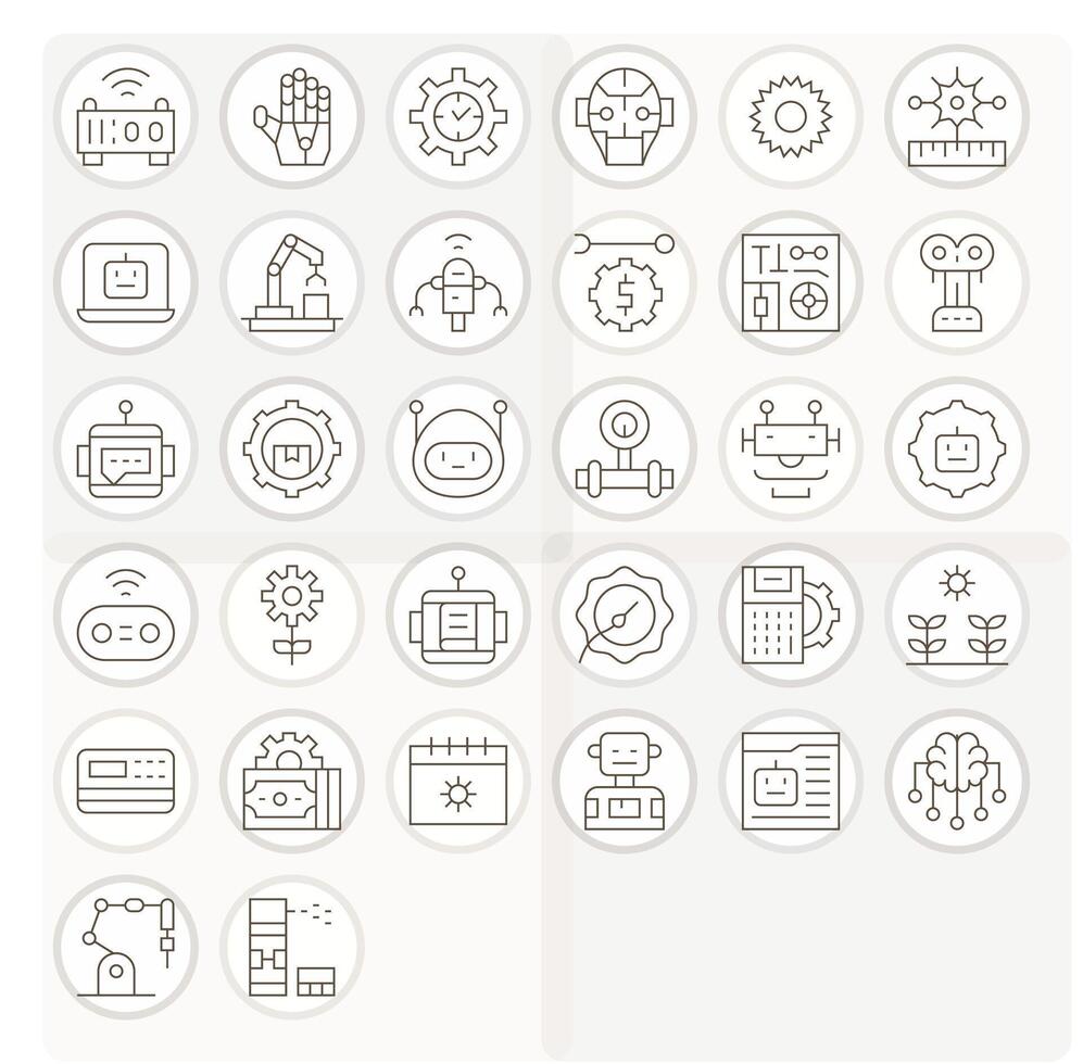 32 64x64 Icons for Automation in Pixel Optimized Thin Line Format vector