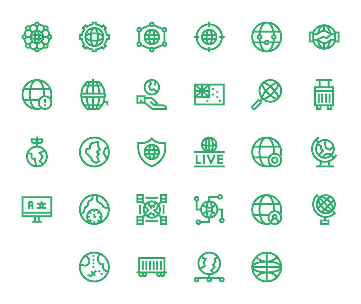 International Scalable Set featuring 28 Pixel Optimized Bold Line 64x64 Icons vector