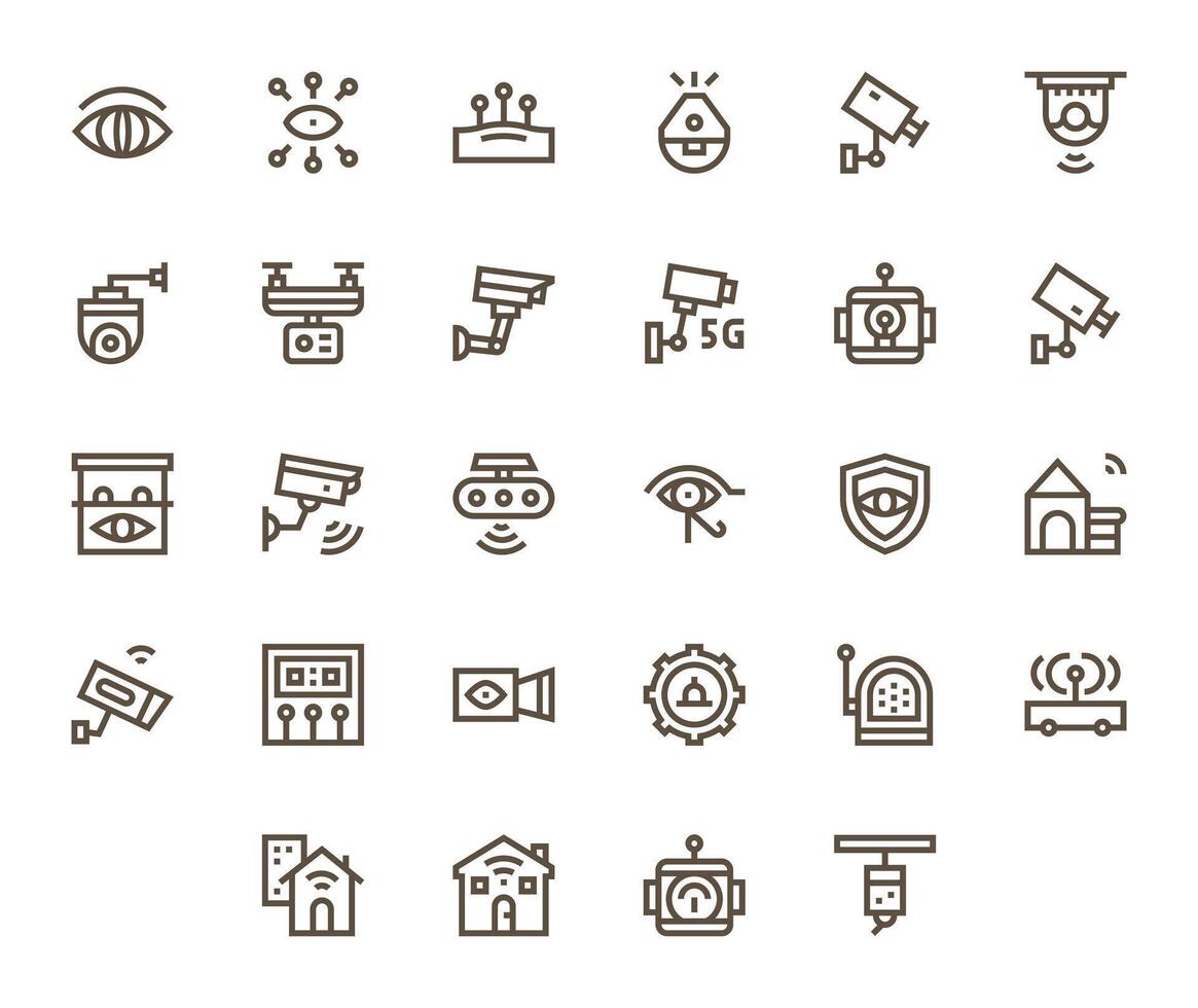 Monitoring System Graphics Pack including 28 Bold Line 128x128 Pixel Aligned Icons vector