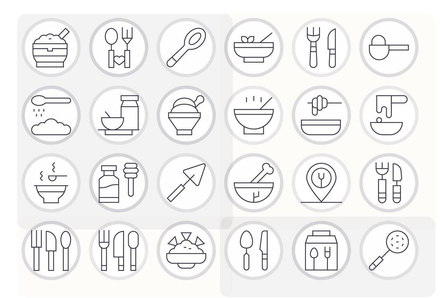 Spoon 256x256 Icon Pack with 24 Thin Line Pixel Optimized Elements vector