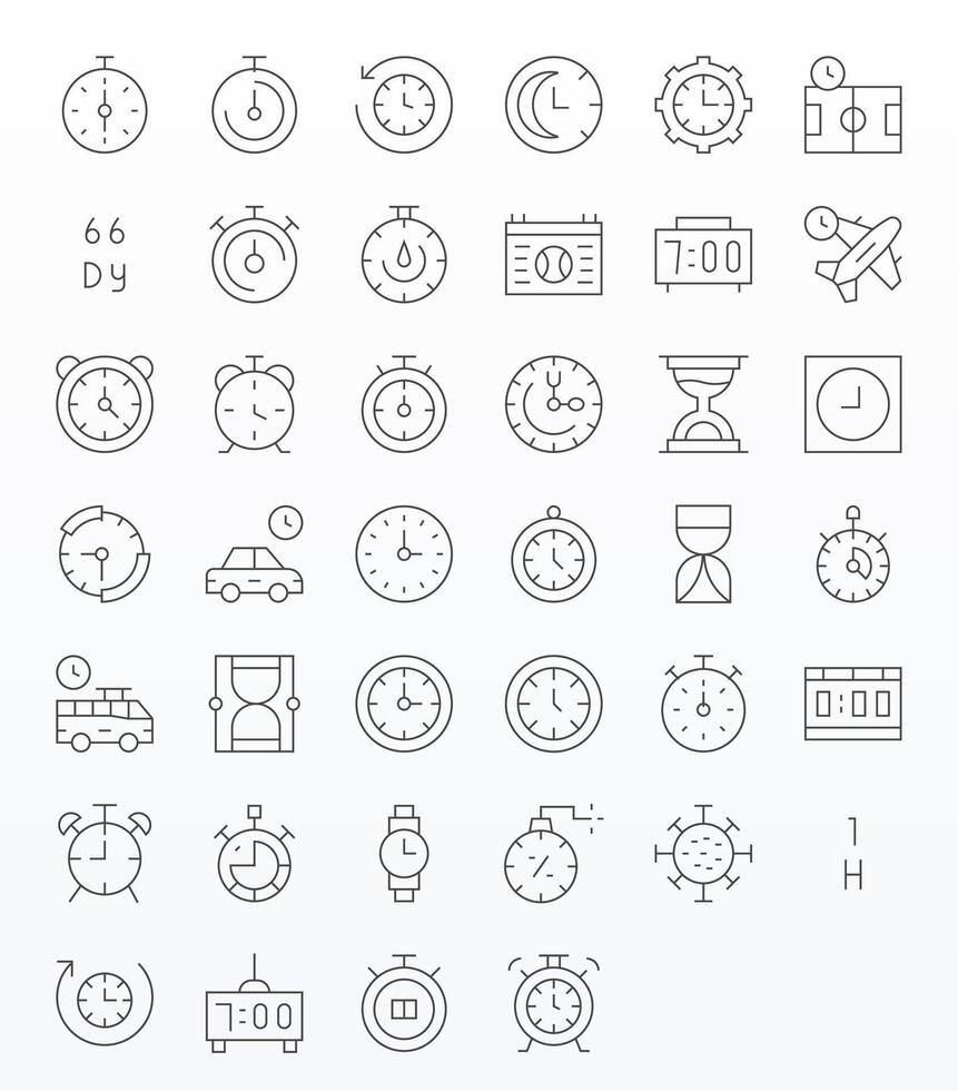 Countdown Design Icons featuring 40 Editable Thin Line Style vector