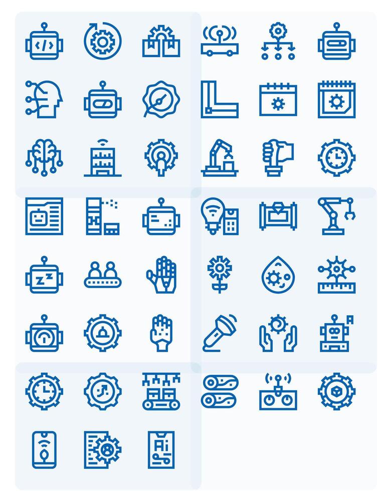 Automation Scalable Set featuring 45 Detail Enhanced Bold Line 256x256 Icons vector