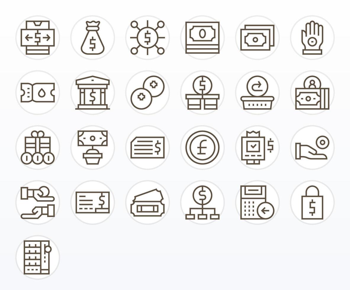 25 regular línea píxel optimizado íconos para pago gráficos vector
