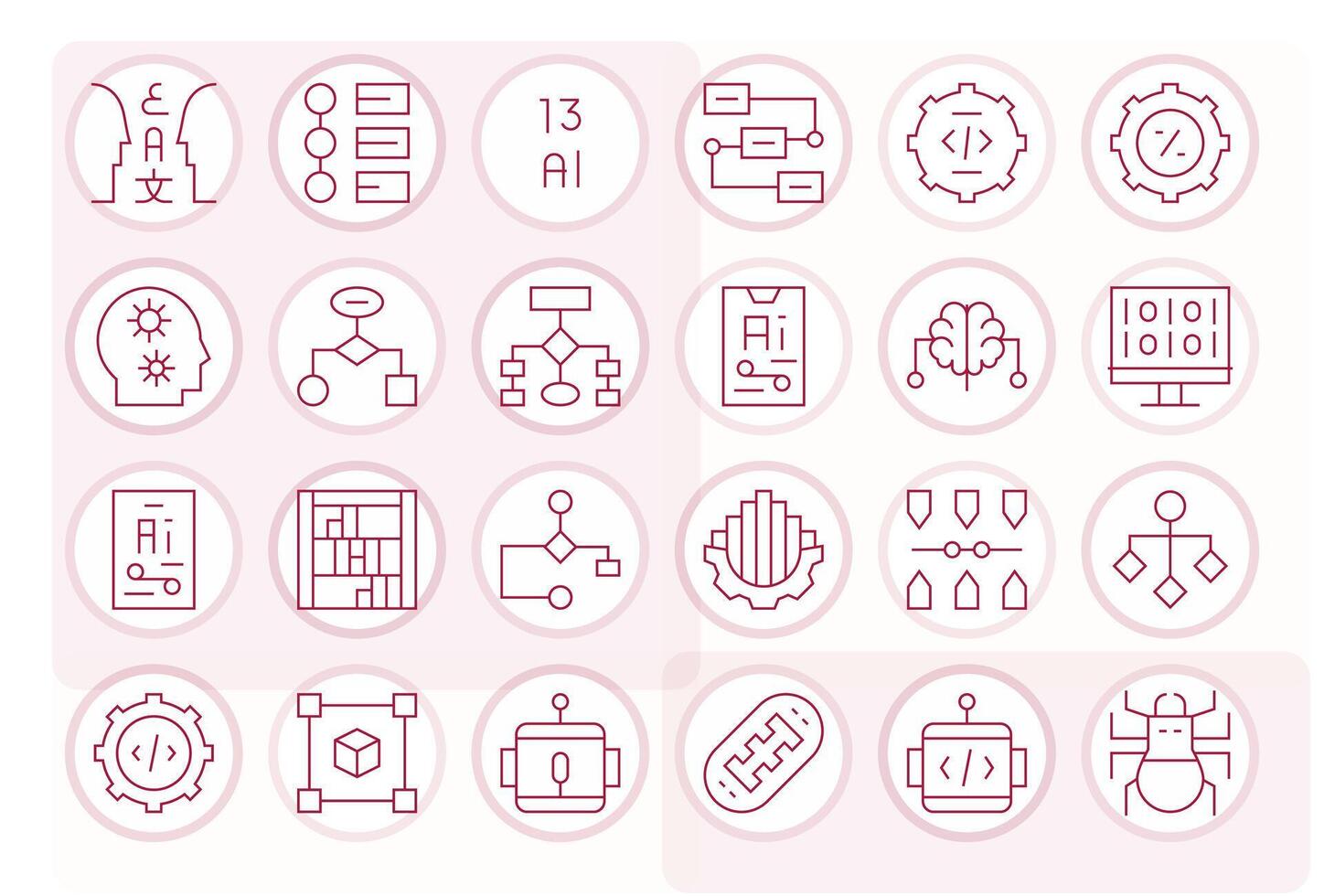 Algorithm Ultimate Package with 24 High Resolution Thin Line Editable Icons vector