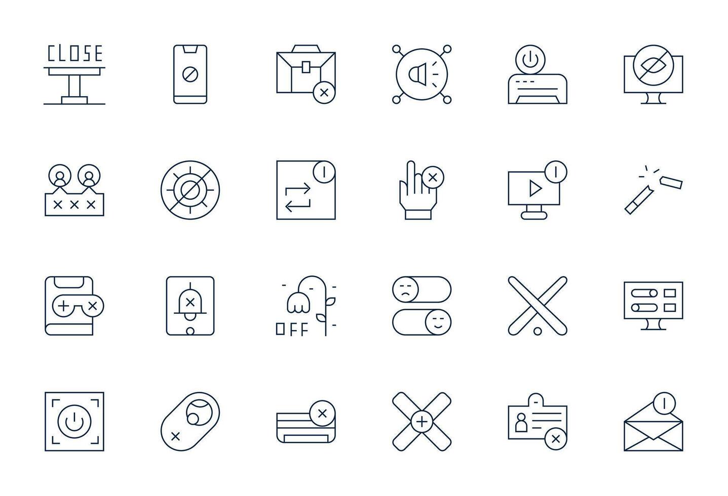 Disable Icon Arsenal with 24 High Resolution Thin Line PIXEL Perfect designs vector