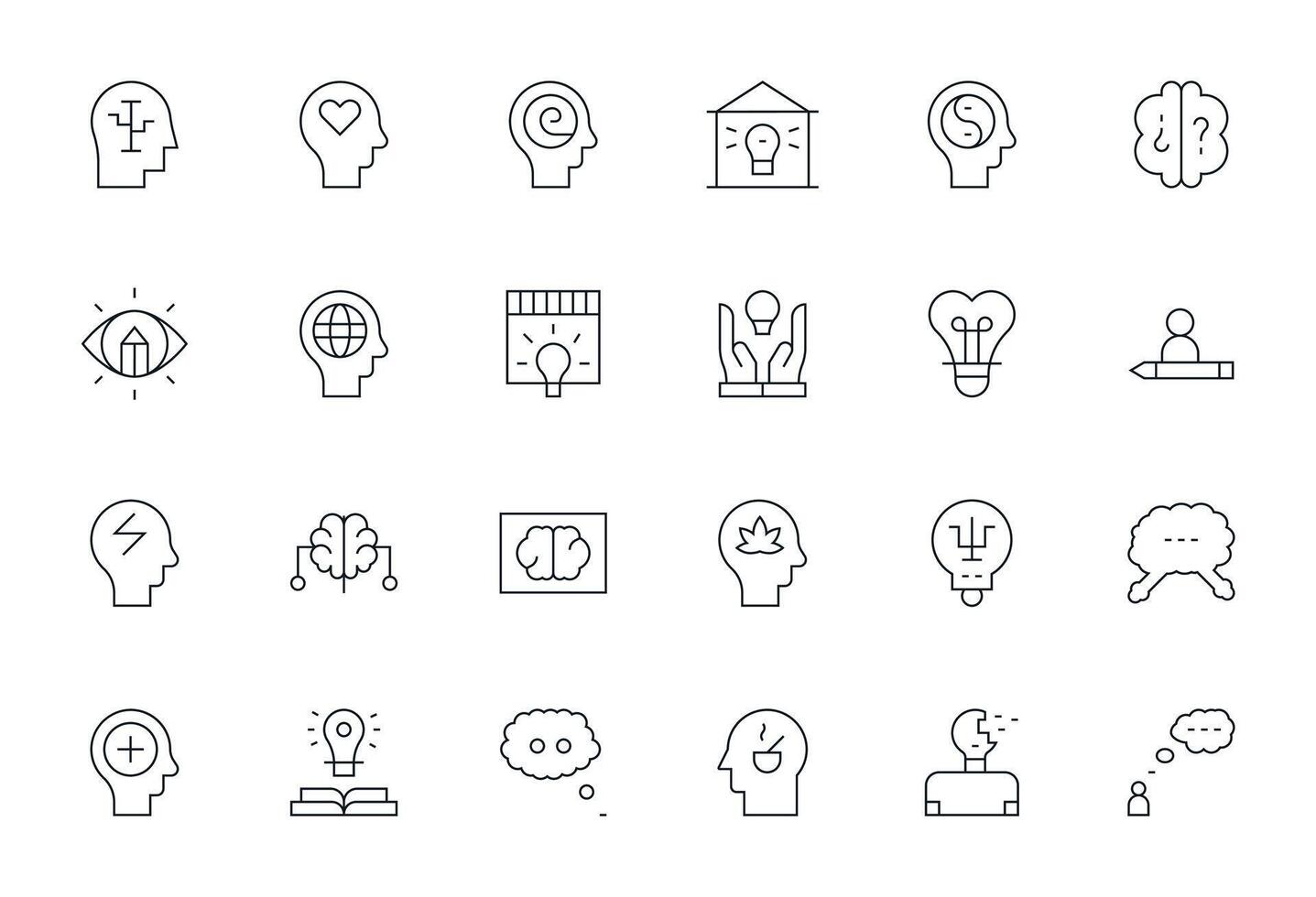 Thought Icon Toolkit featuring 24 PIXEL Perfect 128x128 Thin Line elements vector