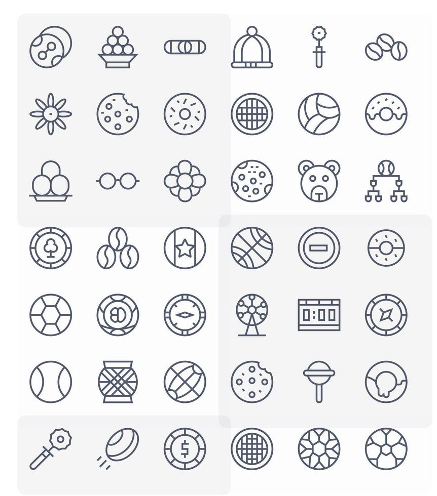 Round Professional Set with 42 Regular Line Pixel Aligned 256x256 Icons vector