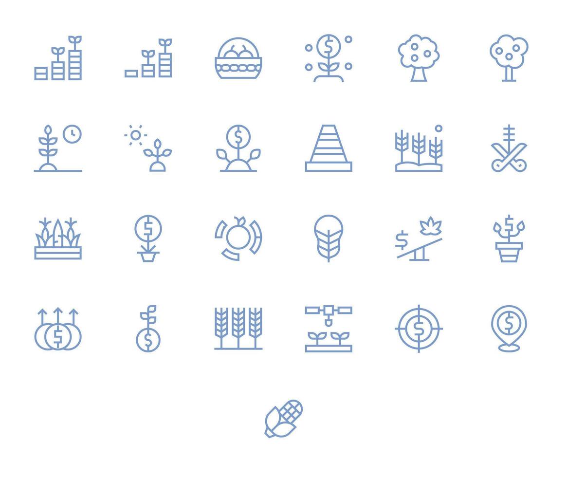 25 Regular Line Icons designed for Yield in 256x256 Editable format vector