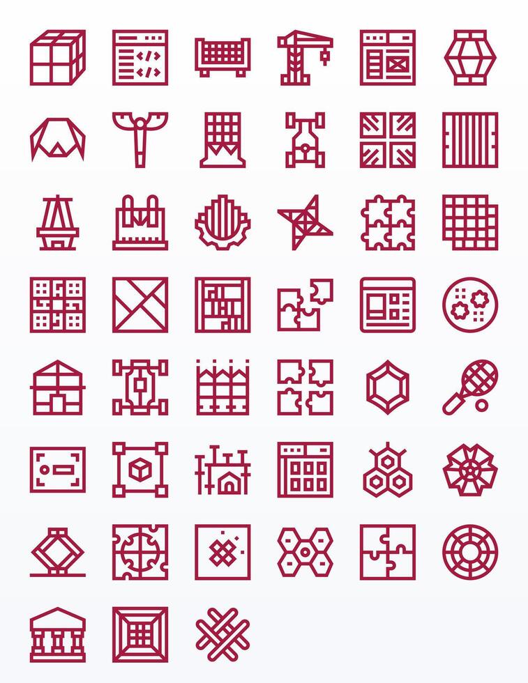 Framework Scalable Set featuring 45 PIXEL Perfect Bold Line 128x128 Icons vector