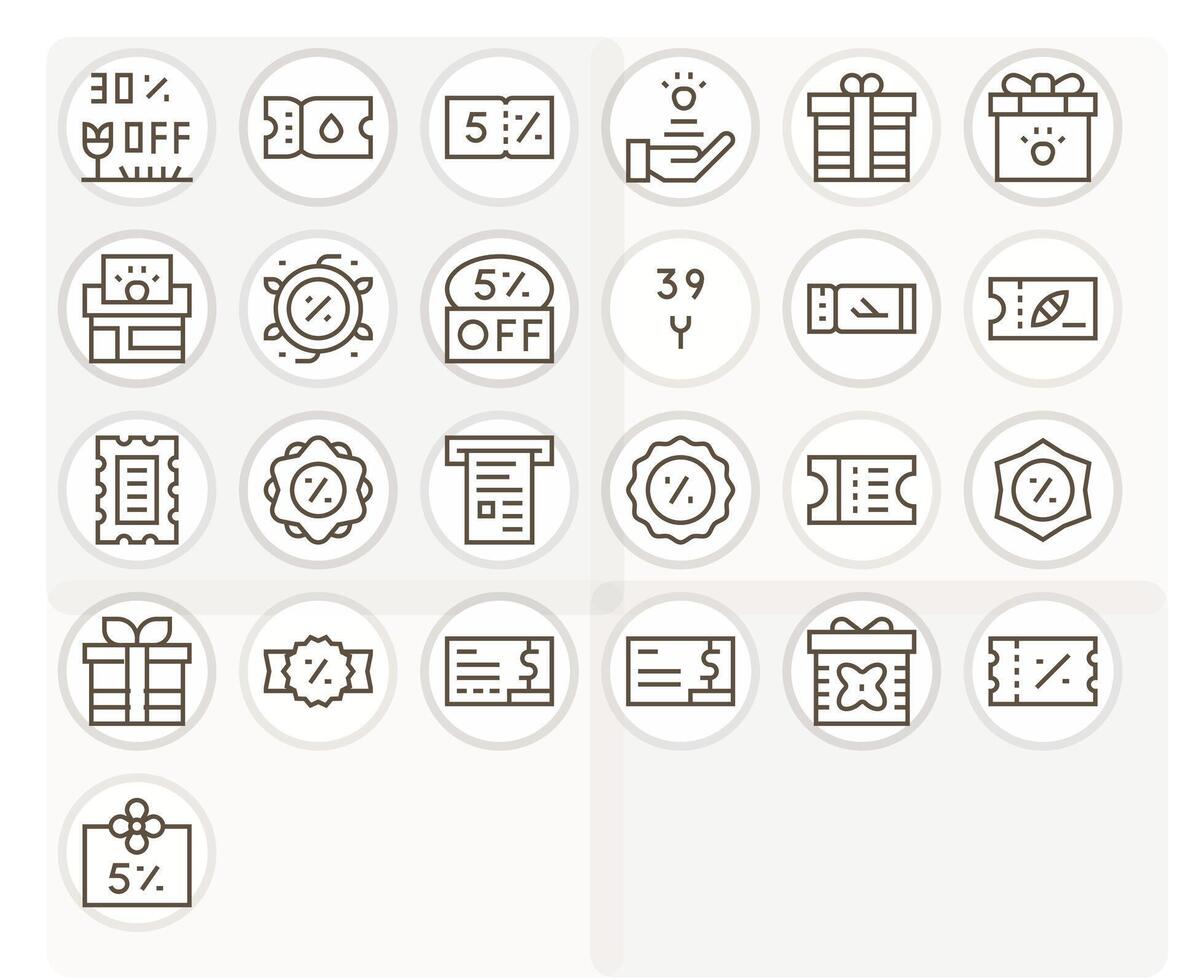 25 64x64 Regular Line Icons optimized for Voucher Editable display vector