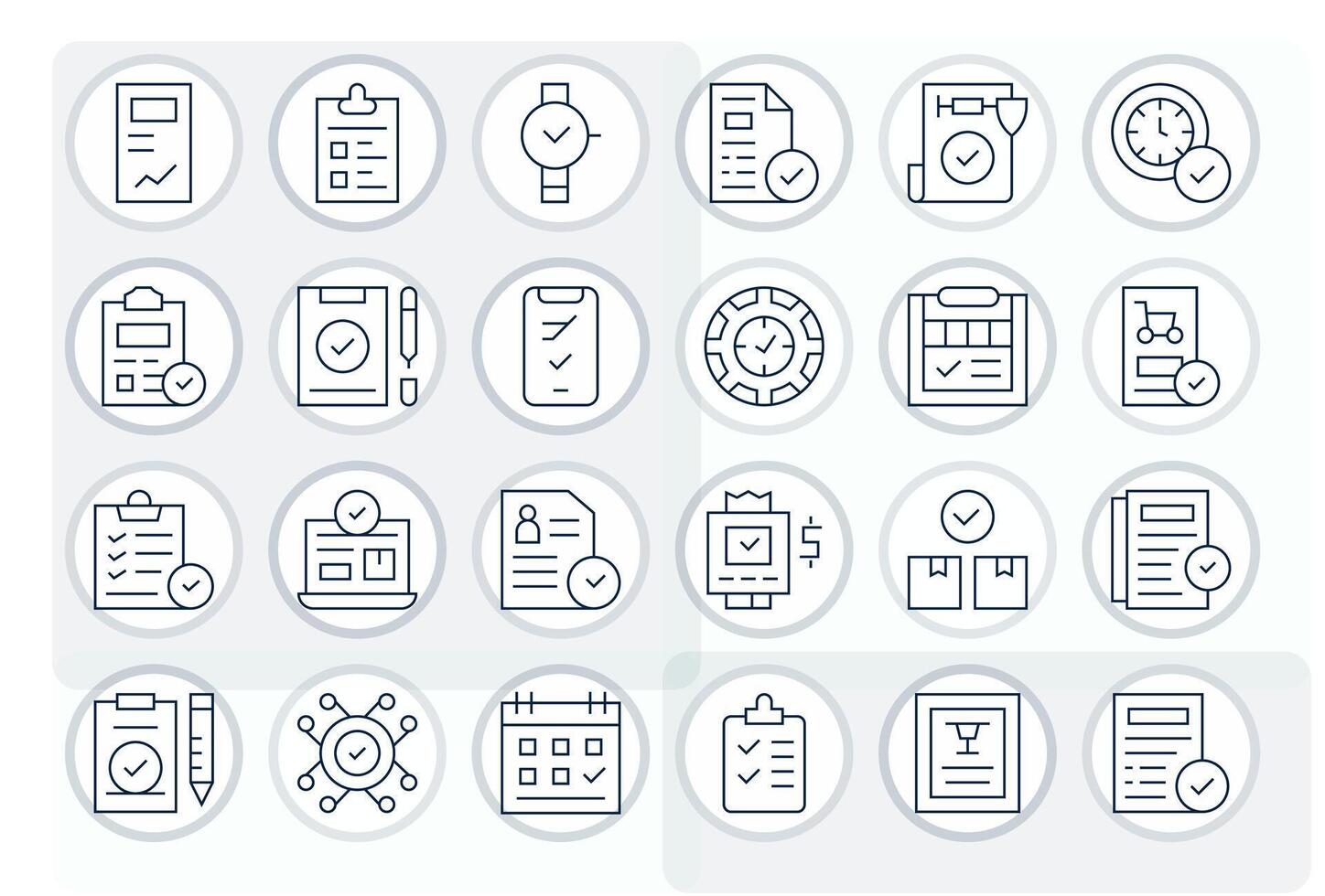 24 64x64 Thin Line Icons optimized for Completed PIXEL Perfect display vector