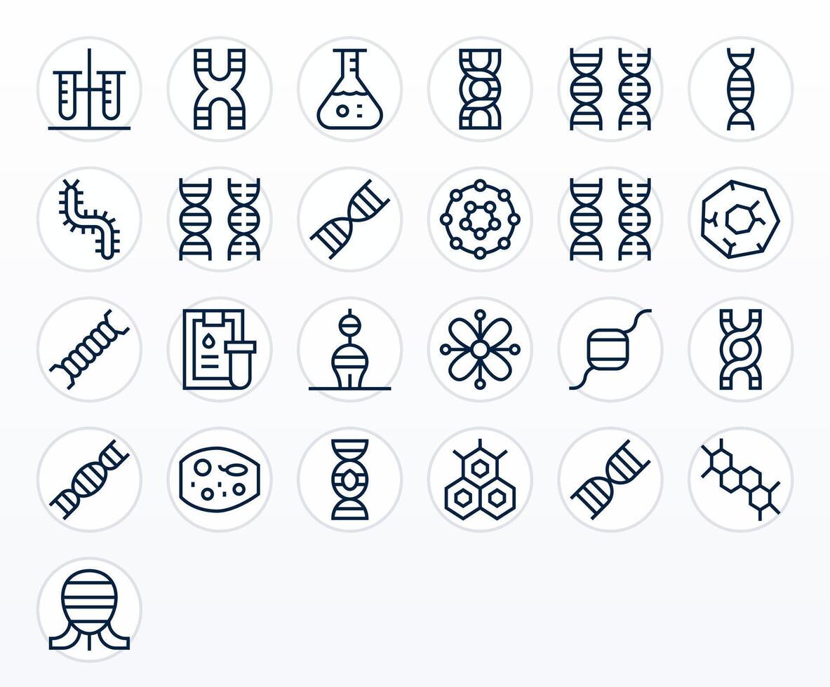 25 Regular Line Editable Icons crafted for Biochemistry High Resolution applications vector