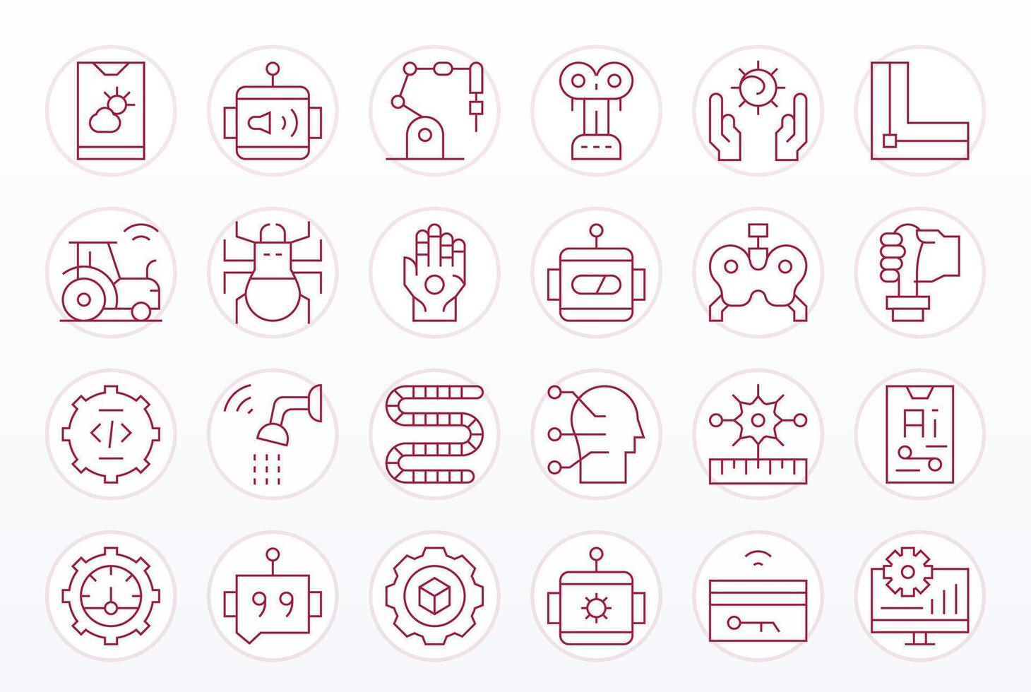 Thin Line Grid Fitted Icons from Automation Set with 24 128x128 Icons vector