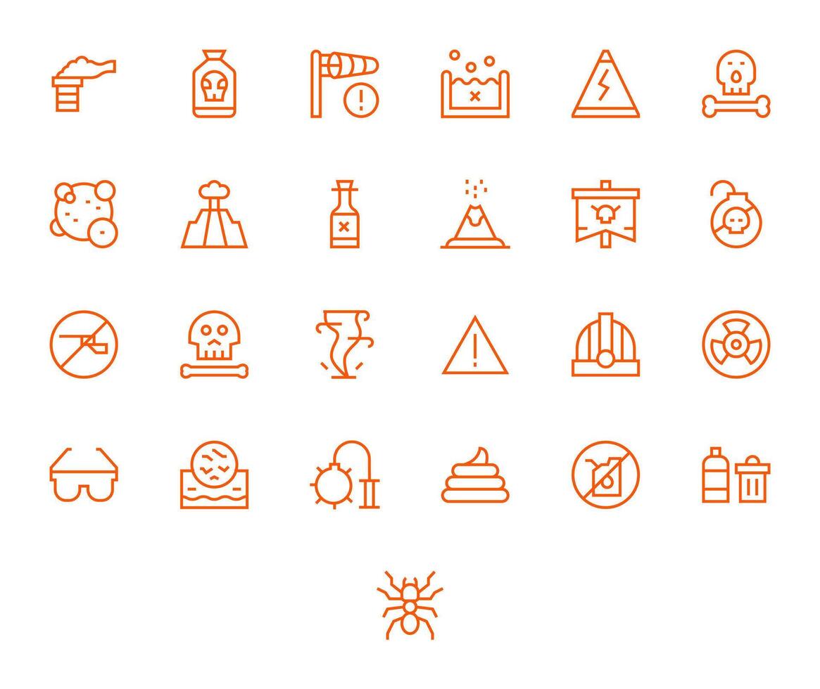 25 256x256 Regular Line Editable Icons for Hazardous Projects vector