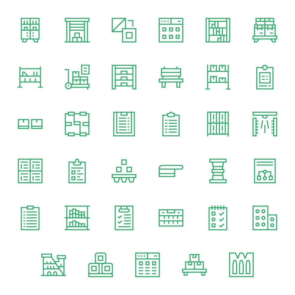 Boxes Icon Set with 35 Regular Line 256x256 Pixel Optimized Graphics vector