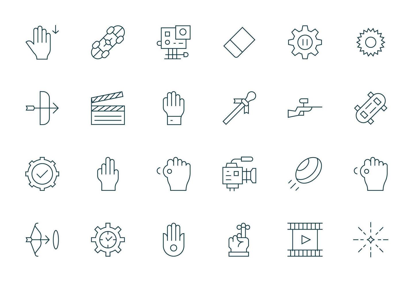 Action Editable Set with 24 256x256 Thin Line Icons vector
