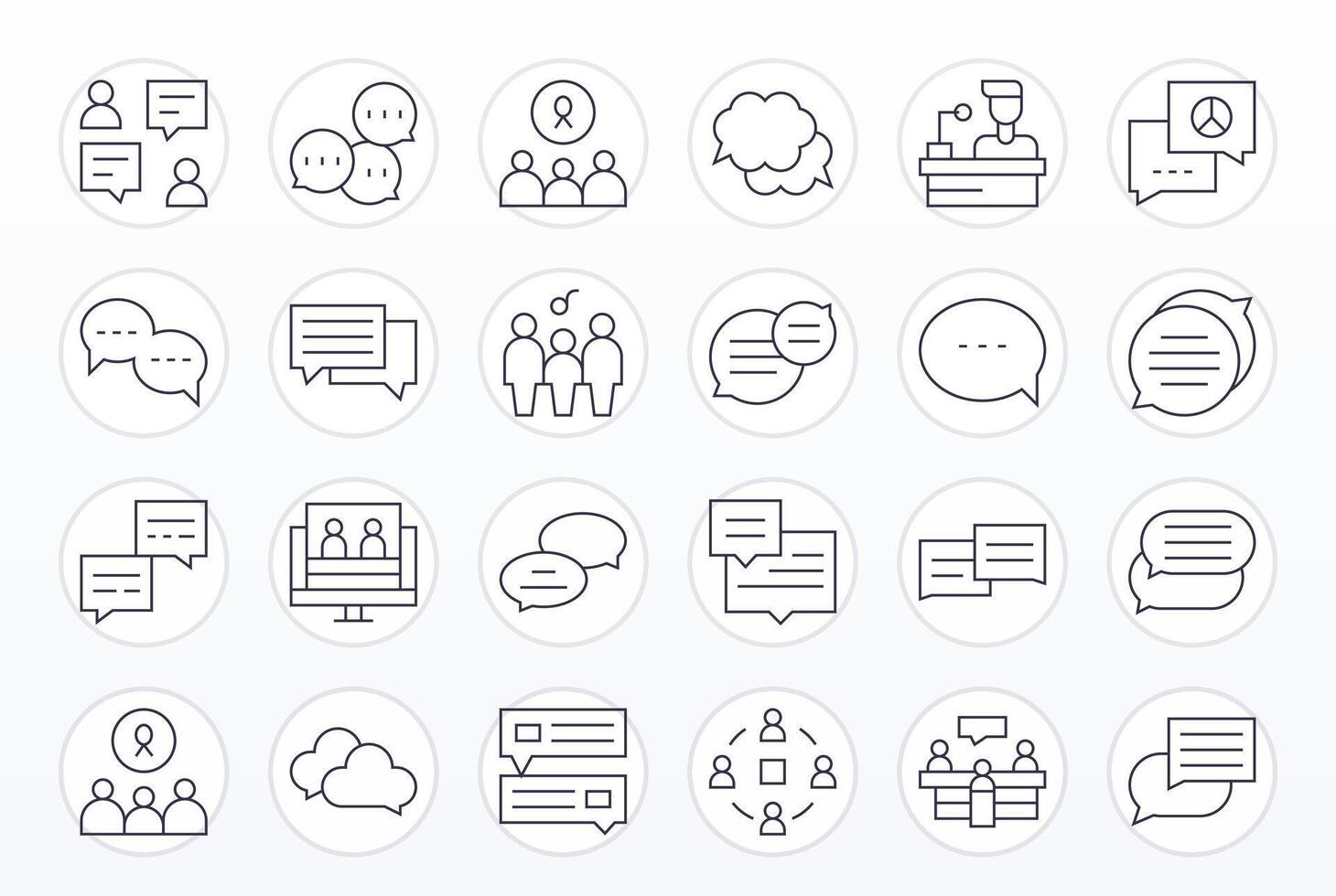 24 Thin Line Icons from Forum in Retina Ready Pixel Optimized Quality vector