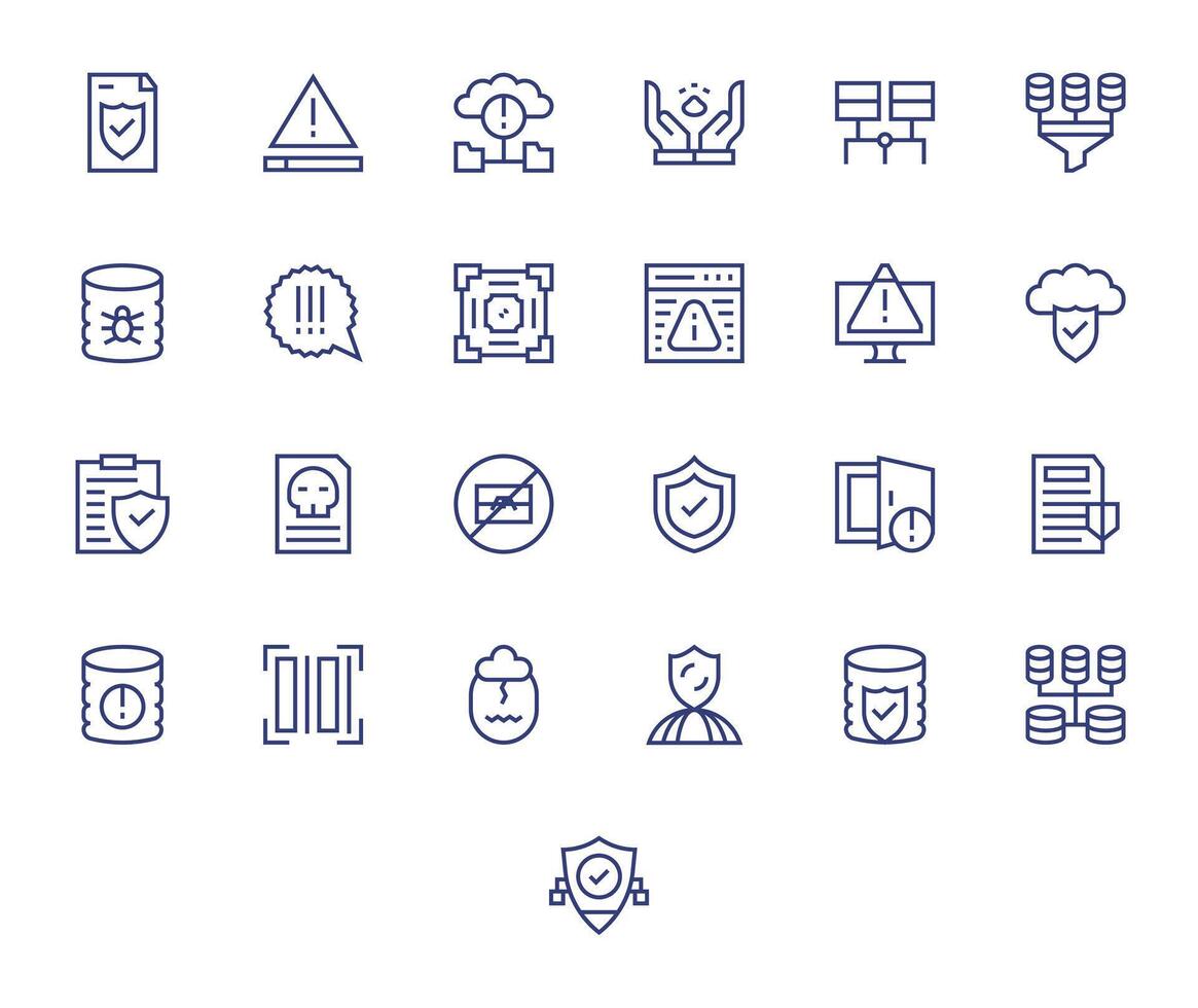 25 Pixel Aligned Regular Line Icons from Data Integrity Collection vector