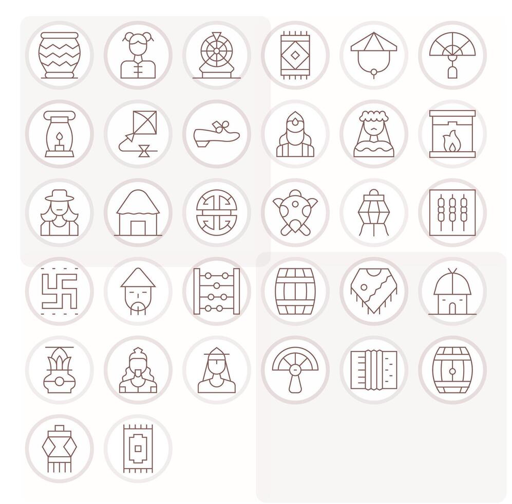 32 Icons for Traditional optimized in PIXEL Perfect 64x64 Thin Line resolution vector
