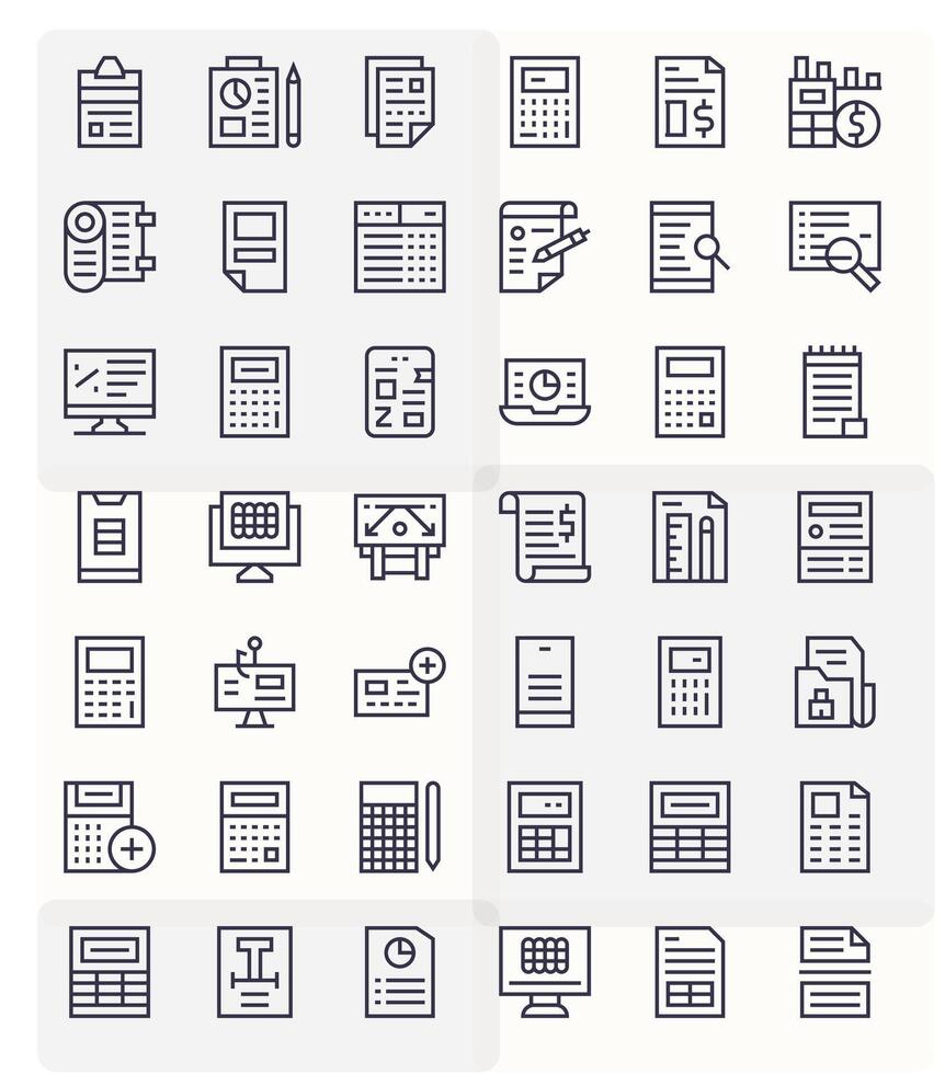 42 Regular Line PIXEL Perfect High Resolution Icons from Spreadsheet Suite vector