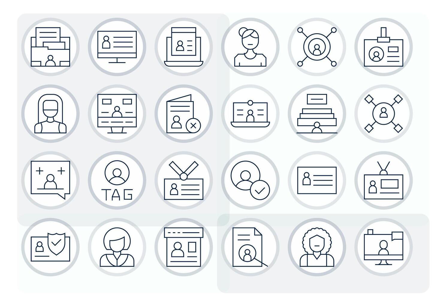 Thin Line Style User Profile Icons with 24 128x128 Editable Designs vector
