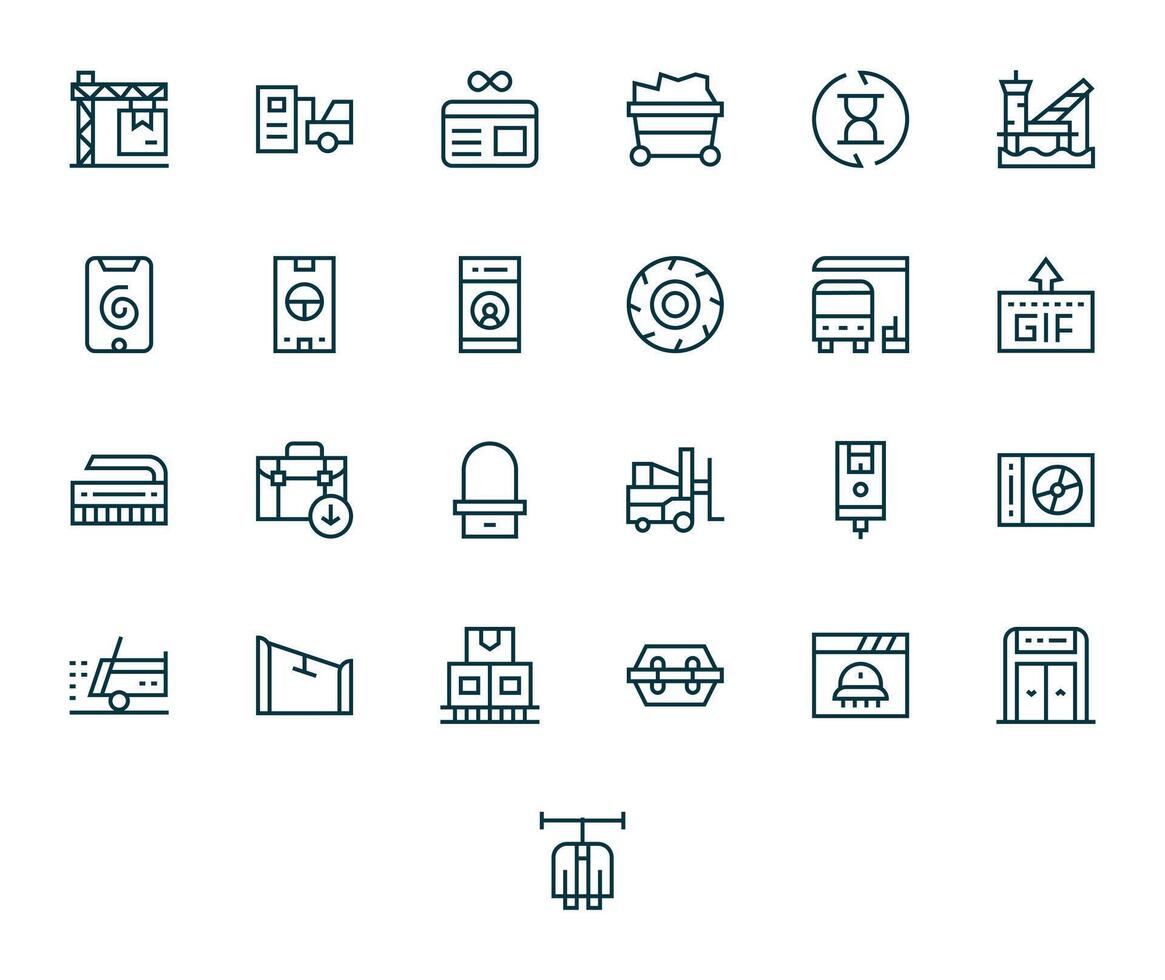 25 Icons for Loading optimized in PIXEL Perfect 64x64 Regular Line resolution vector