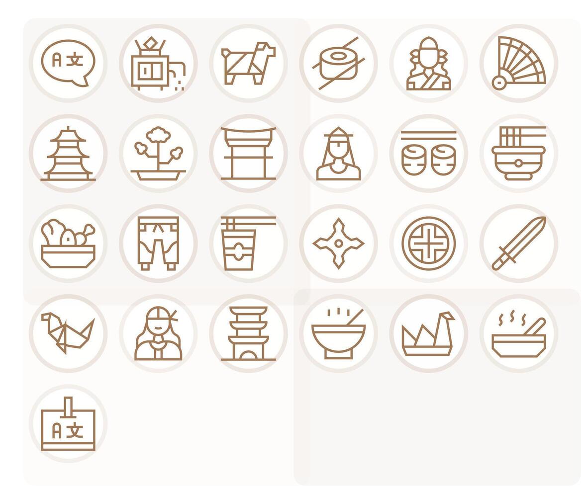 25 256x256 Regular Line Icons for Japanese with Editable precision vector