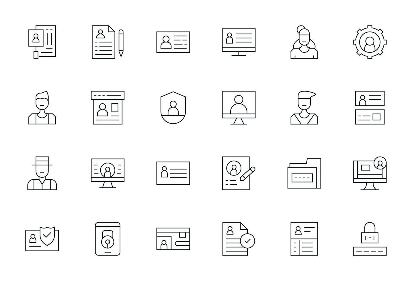 24 Retina Ready Thin Line Pixel Optimized Icons for Personal Data Projects vector