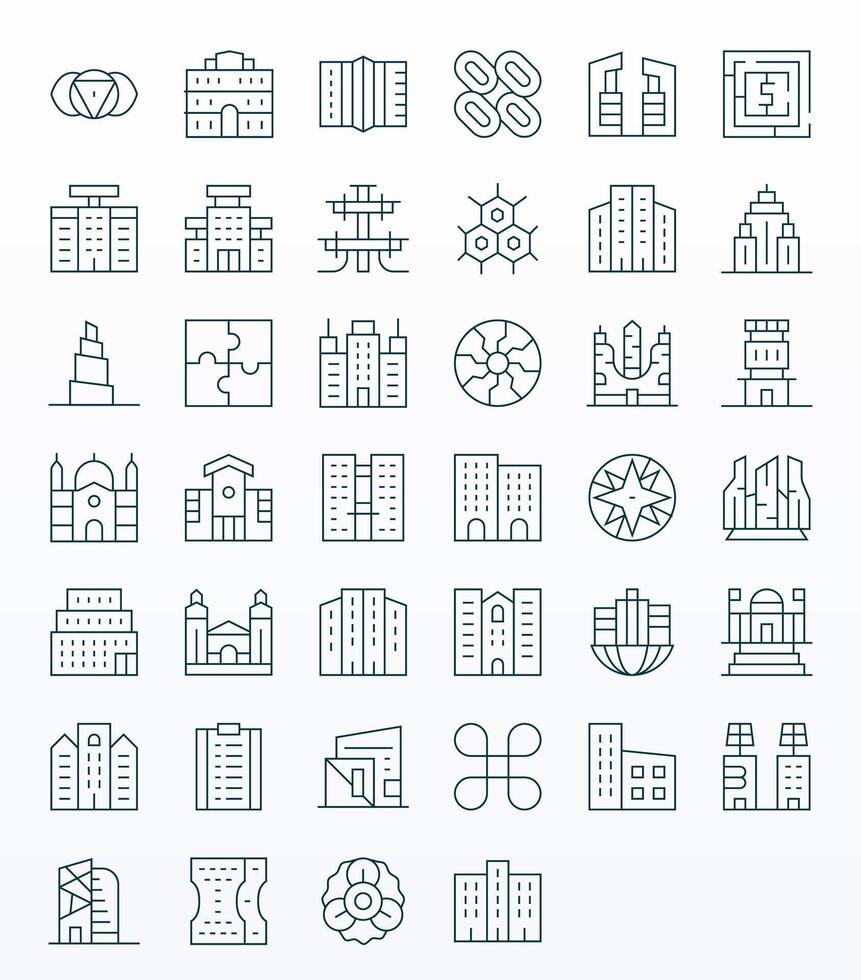 Complex Icon Toolkit featuring 40 Detail Enhanced 64x64 Thin Line elements vector